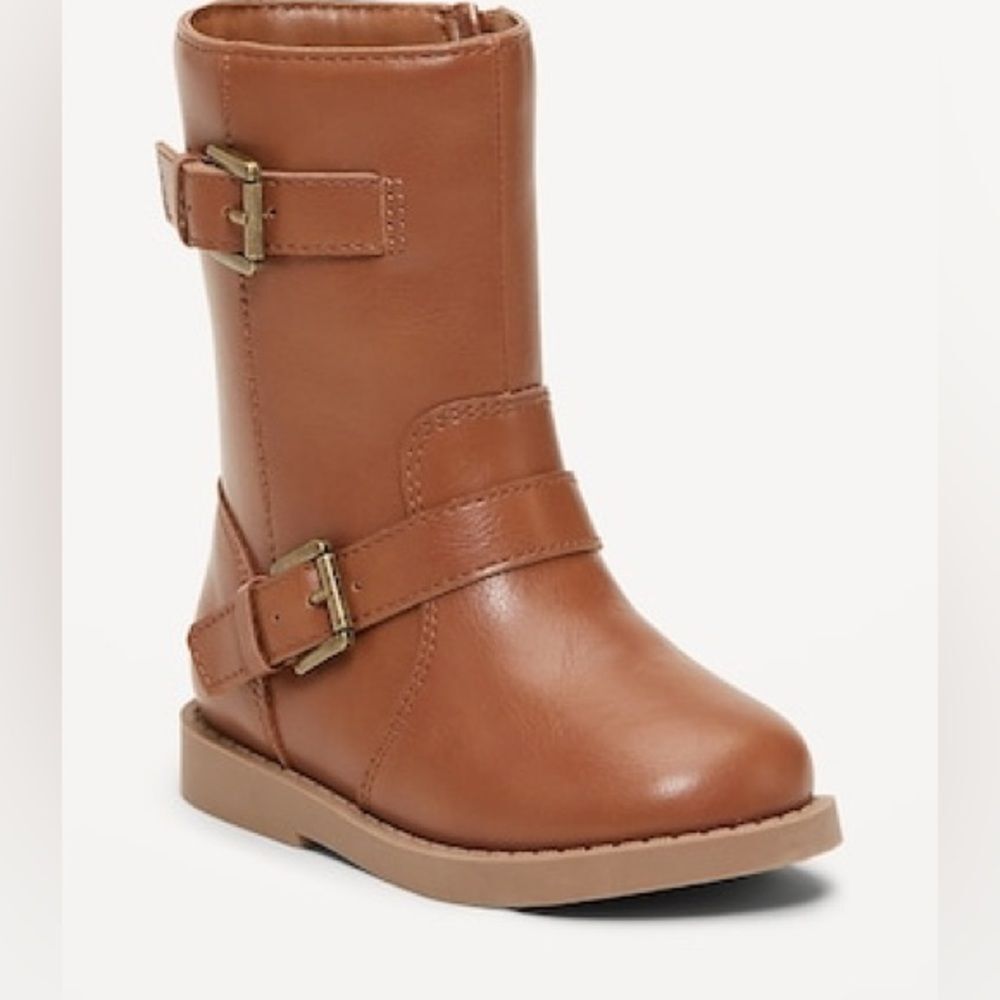 Faux-Leather Buckled Boots for Toddler Girls